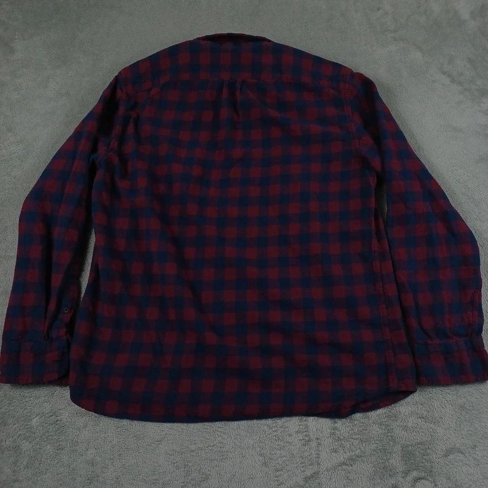 J Crew Shirt Mens Large Red Plaid Flannel Slim Fit Preppy‎ Long Sleeve